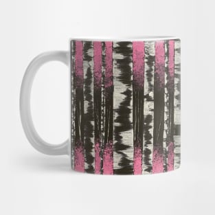 Black and White Birch Trees with Pink Leaves Mug